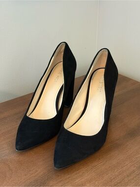Nine West Black Suede Leather Block Heel Pumps 9M